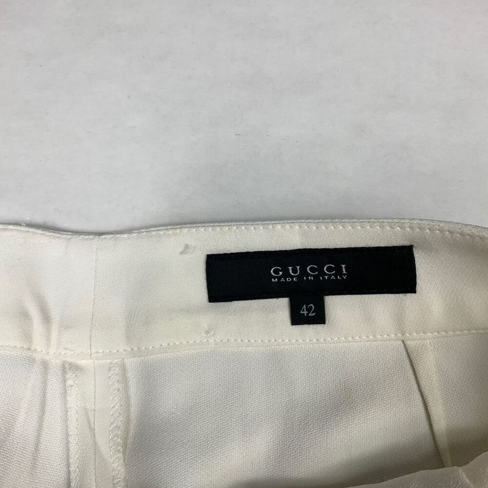 Gucci Womens Sailor Ankle Pants Ivory Mid Rise Zip Up Trousers Size 42 IT 12 US - Picture 5 of 14